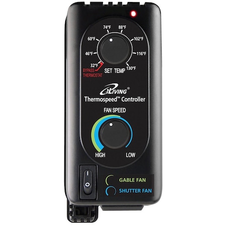 Iliving Black Thermospeed Controller For Variable Speed Exhaust Fan ILG8SFST